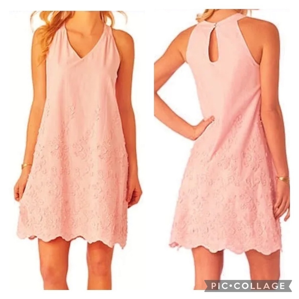 BEIGE by ECI / Pink Sleeveless Floral Applique Dress Size XL